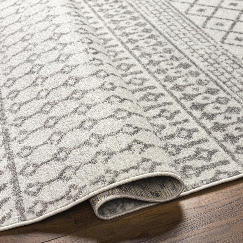 Bernhard Global Ivory/Gray Area Rug, Oval 5' x 8'