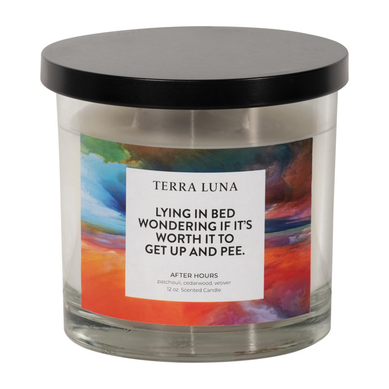 Boho Glass Scented Candle - 4" Aromatherapy Wax in Orange, Blue & Black for Home & Office.