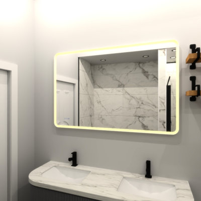 48 X 36 Fog Led Bathroom Vanity Mirror - Dimmable, 3000 Lumens, Matte White Iron Frame, Memory Function For User Convenience Dimmable Wall Fog, Customizable Brightness And Color A Personalized