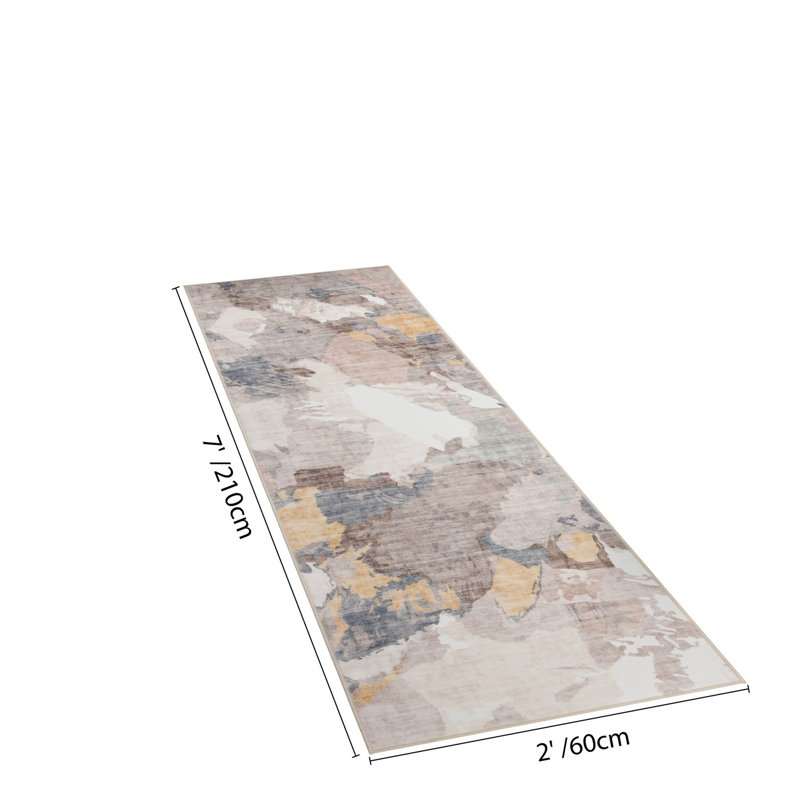 Eaglin Abstract Multi Washable Foldable Runner Rug, 24" x 83"