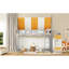 Lit mezzanine gris avec auvent, guirlandes de lumières à DEL et tablette de rangement
