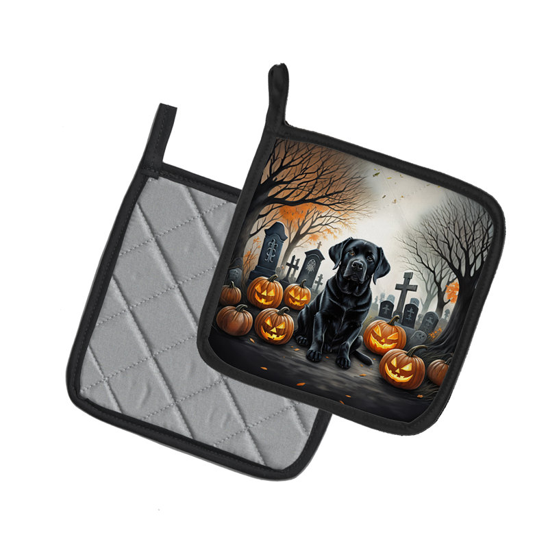 Paire de supports à casserole noir Labrador Retriever Spooky