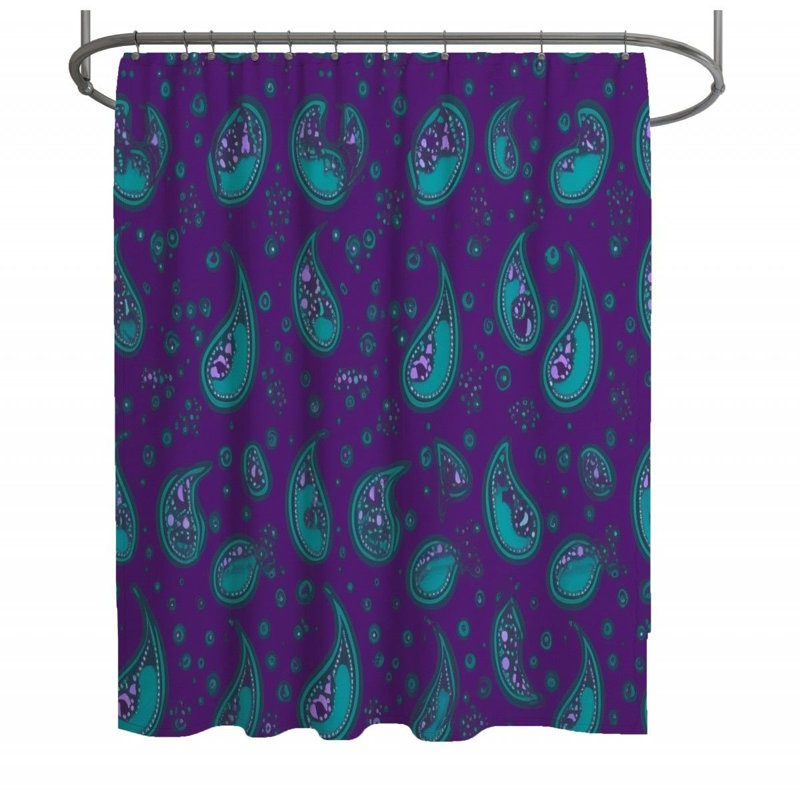 Rideau de douche à motif cachemire - Décoration de salle de bain abstraite, H 83 po x l 70 po