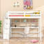 Lit mezzanine en bois massif pour enfants avec bureau intégré et tablettes-1703376553