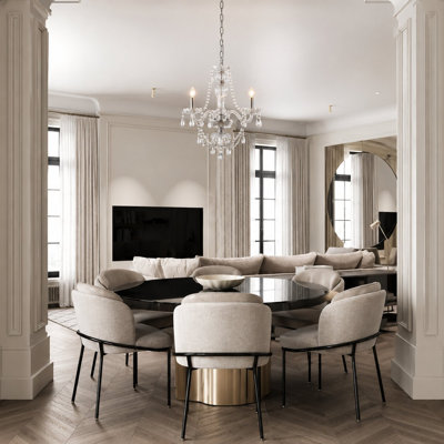 3-Light Chrome Chandelier With Clear Crystals