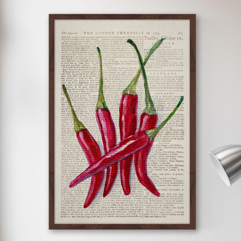 « red hot chilies ii », reproduction d’art encadrée, H 18 po x l 12 po x P 1,5 po