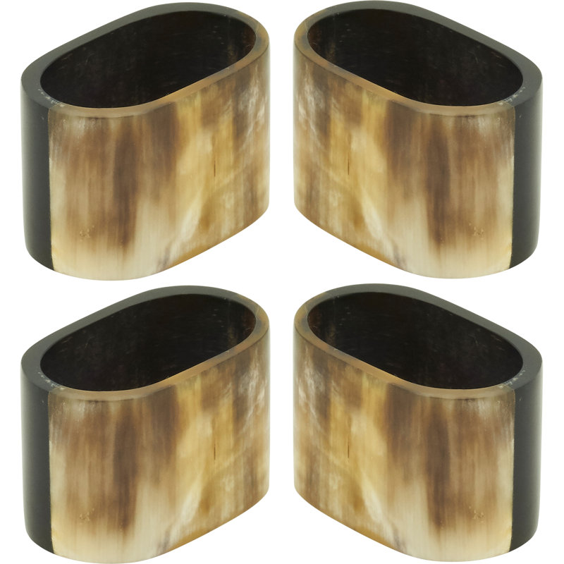 Rond de serviette en corne avec motif ovale (ensemble de 4)