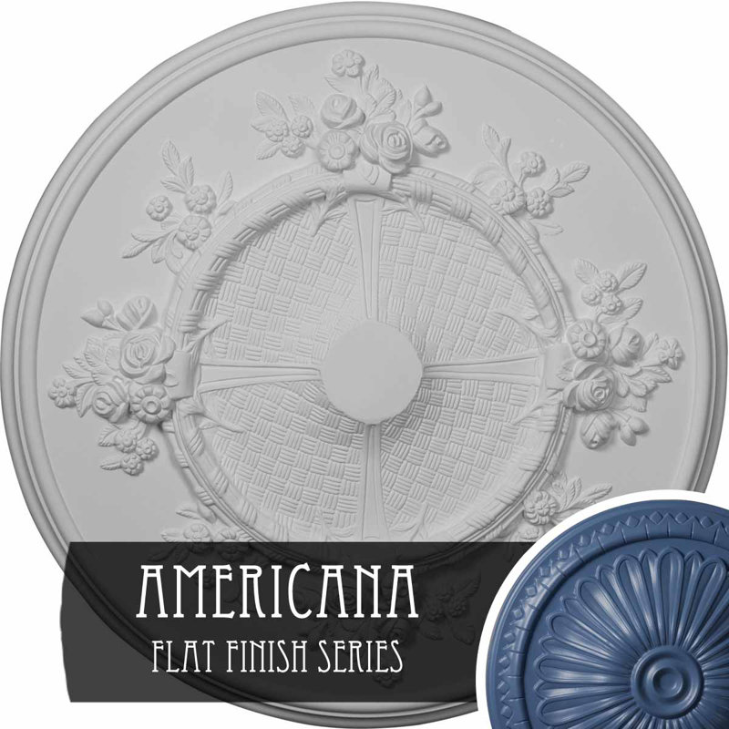 Médaillon de plafond fleur Endurathane, DO 27 po x P 1 1/8 po (convient aux auvents jusqu'à 3 7/8 po), finition Americana peinte à la main