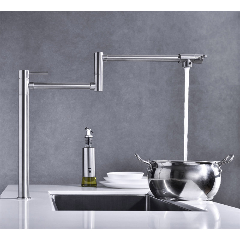 Robinet remplisseur de pot avec tige d'extension, Nickel brossé