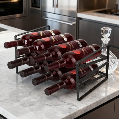 2-Tier Stackable Tabletop Wine Rack, Freestanding Metal Wine Bottle Organizer For Kitchen Countertop, Bar, Pantry, Cabinet, And Wine Cellar Storage