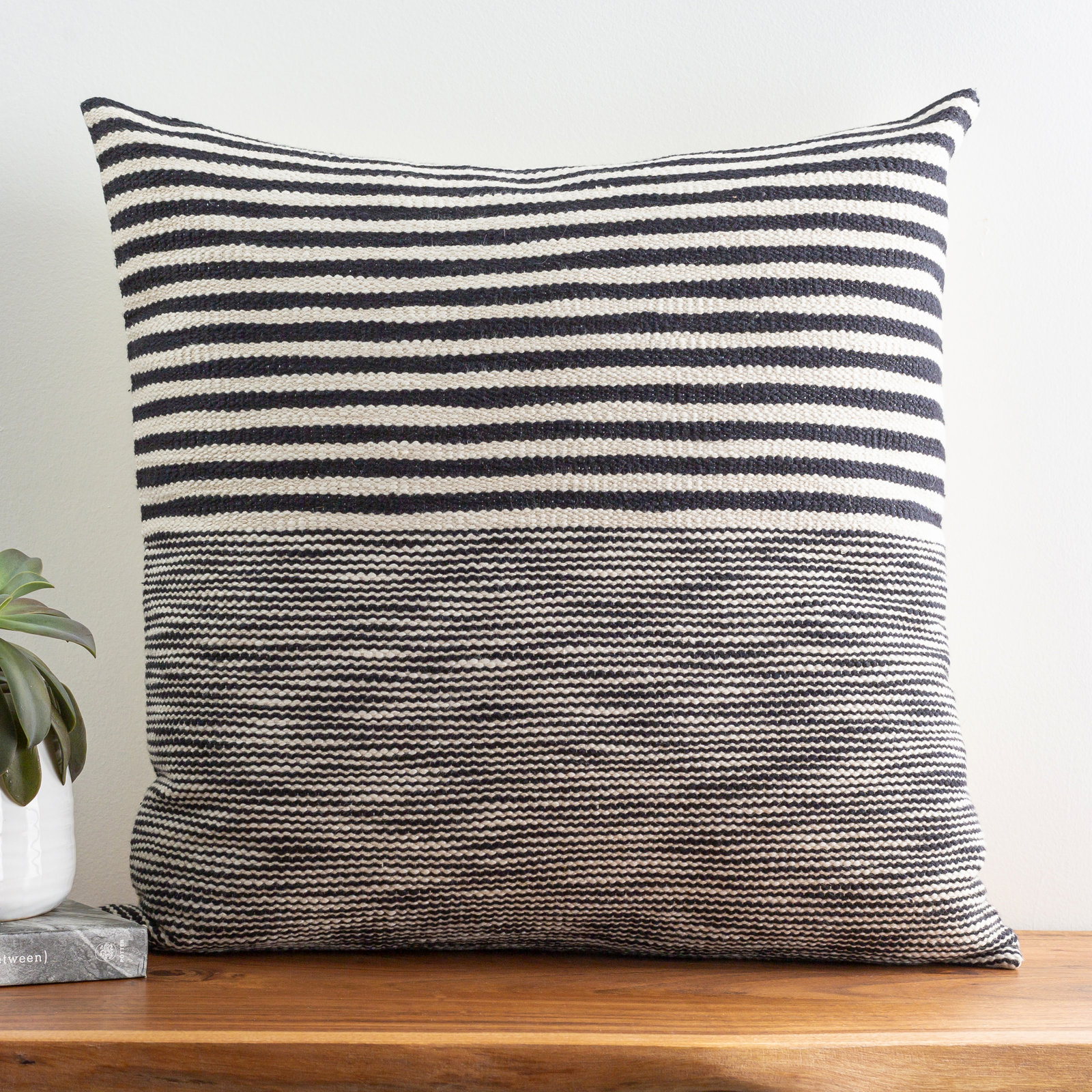 Rhoda Striped Cotton Lumbar Throw Pillow, No Fill