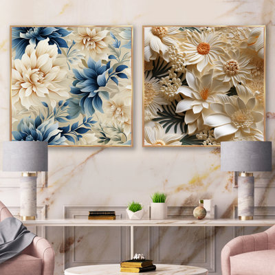 Richbell - Ensemble de 2 collages floraux carrés