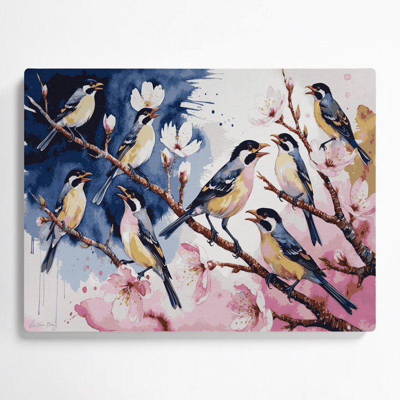 Oiseaux communs, art mural gris Myna, H 11 po x l 14 po