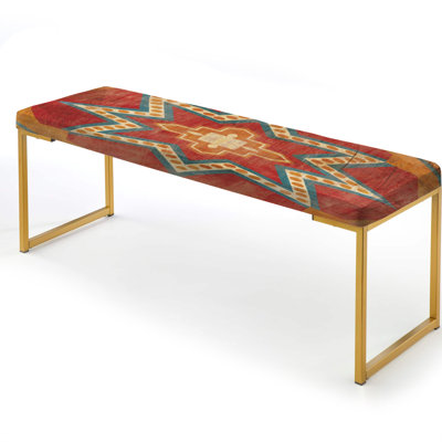 Fierro - Abstract Bohemian Upholstered Gold Bench