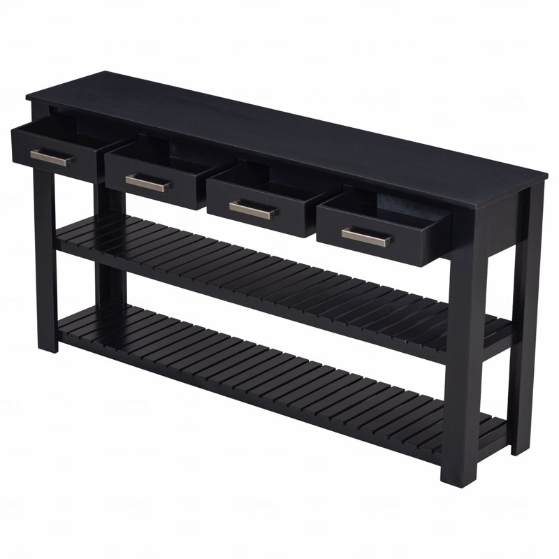 Élégante console d'entrée avec 4 tiroirs et 2 tablettes, idéale pour les vestibules et les salons