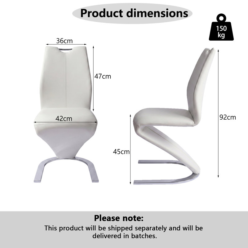Modern Cantilever Dining Chairs Set, Ergonomic PU Kitchen Chairs with U-shaped Chrome Metal Base, for Living Room, Kitchen, 8
