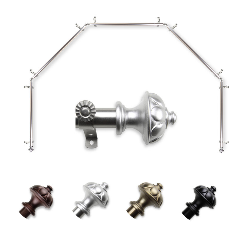 Tringle à rideaux simple ajustable Blondene, 28 po à 48 po (chaque côté), Nickel satiné