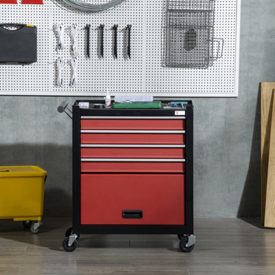 Painuly 27.2 in. W -Drawer Steel Bottom Rollaway Chest with Wheels