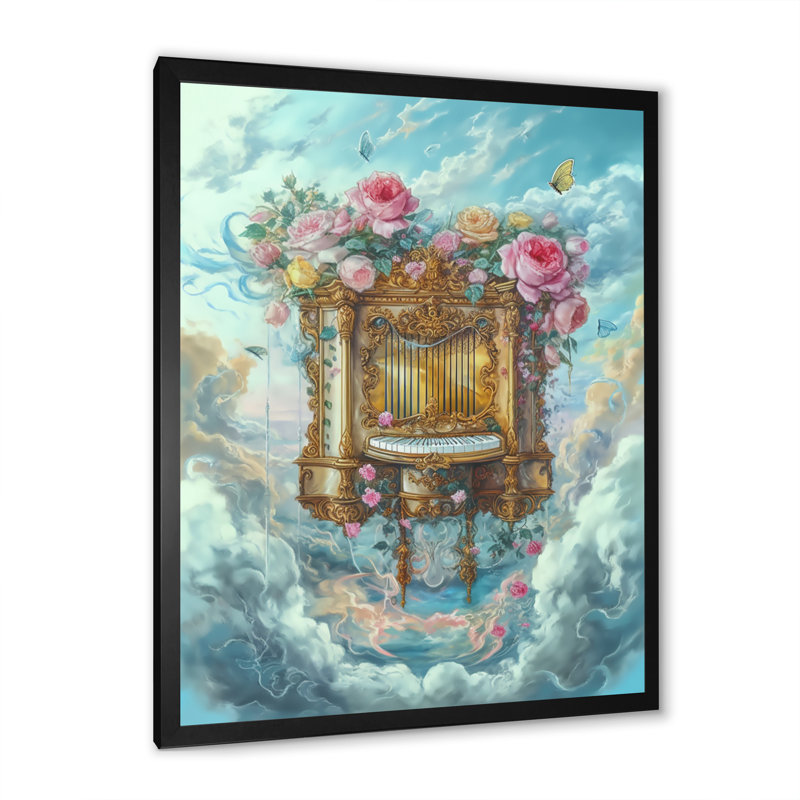 Blue Piano Heaven, reproduction d'art sur toile, H 32 po x l 16 po x P 1 po, Cadre photo noir