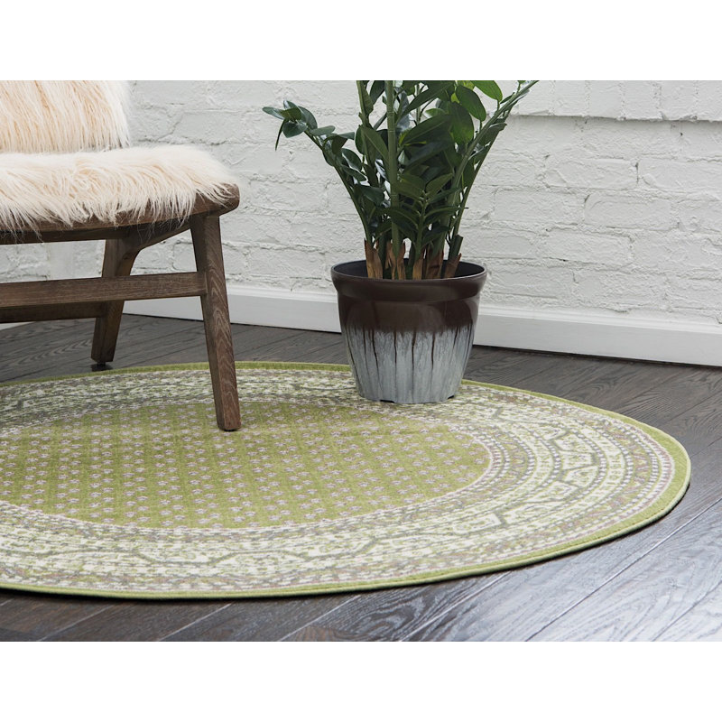 Tapis géométrique Swinson, Rond 8 pi, Vert