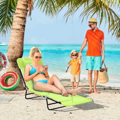 Pool Chair, Foldable Outdoor Lounge With Reclining And , For Patio, Yard Poolside Adjustable Back Breathable Mesh, Beach,