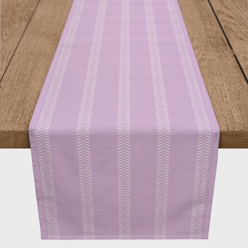 Youssef Rectangular Striped Table Runner, 90" x 16", Purple