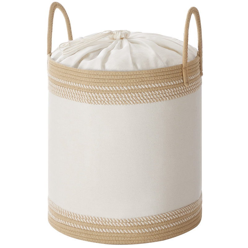 Laundry Bag With Lid, 18.1" H x 16.1" W x 16.1" D, Brown