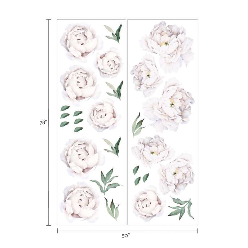Adhésif décoratif pivoine Wanette, Blanc