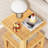 Natural Solid Wood 3-Tier Rolling Side Table,Natural Finish