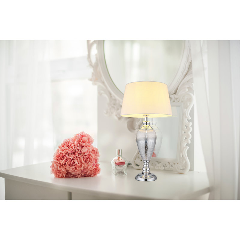 Descally Metal Table Lamp, Silver, White