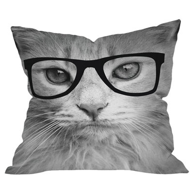 Hippest Cat Outdoor Throw Pillow