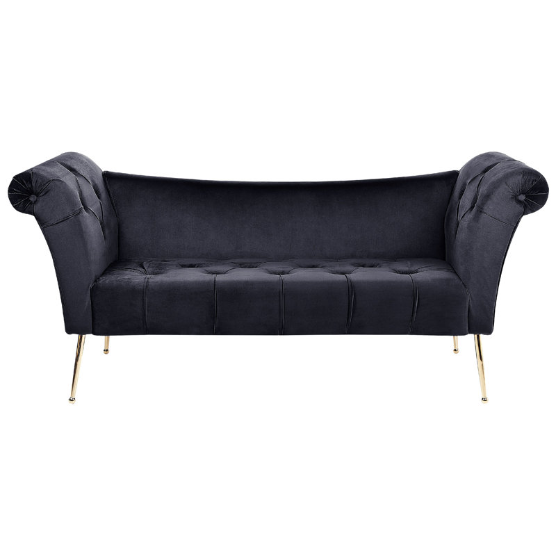 Lotsee Velvet Chaise Lounge, Black