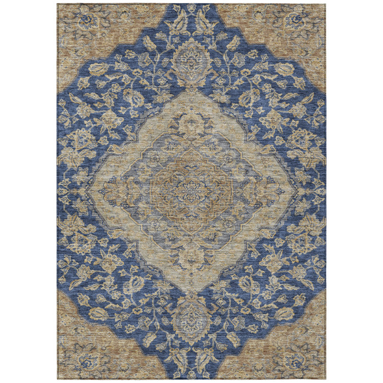 Machine Washable Indoor/Outdoor Cicel ACN1151 Navy Rug