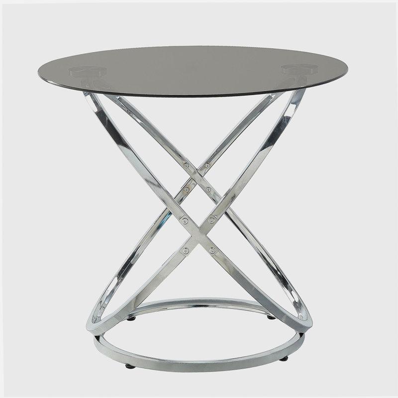 Ensemble de tables d'appoint 3 pièces de luxe moderne avec décoration en métal chromé et plateau en verre