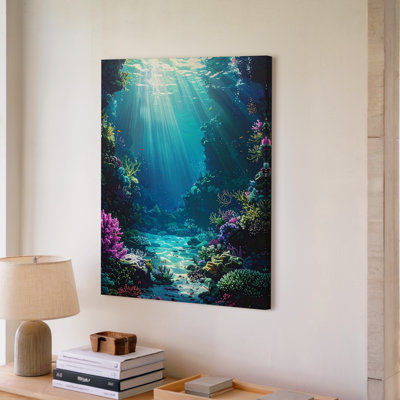 Wall Art Enchanting Coral Reef Canvasmagical Underwater Landscape Art Canvas Ready To Hang Gallery Wrapped Home Decor Modern Design