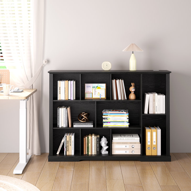 Bibliothèque l 55 "avec capteur tricolore et bibliothèque ouverte à 10 casiers, Black