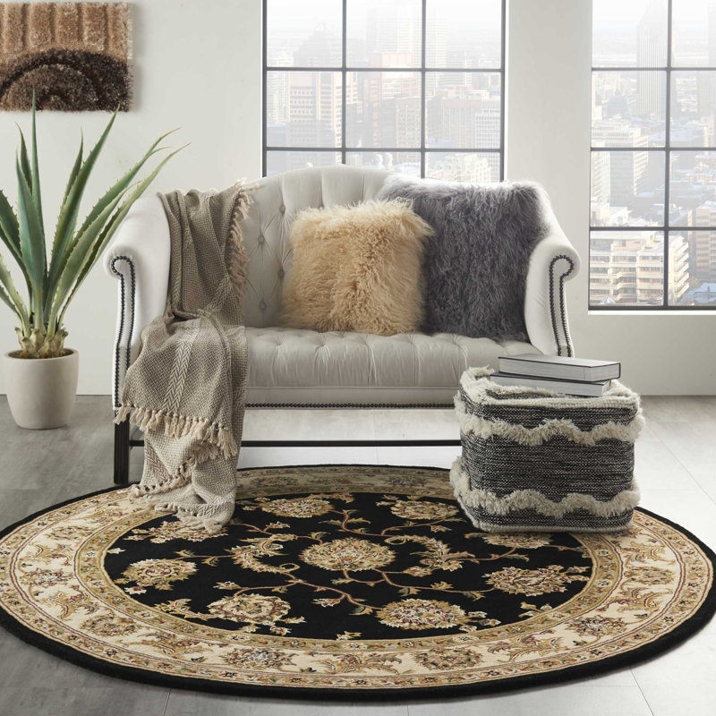 Oberry Silk Oriental Indoor Rug, Round 4'