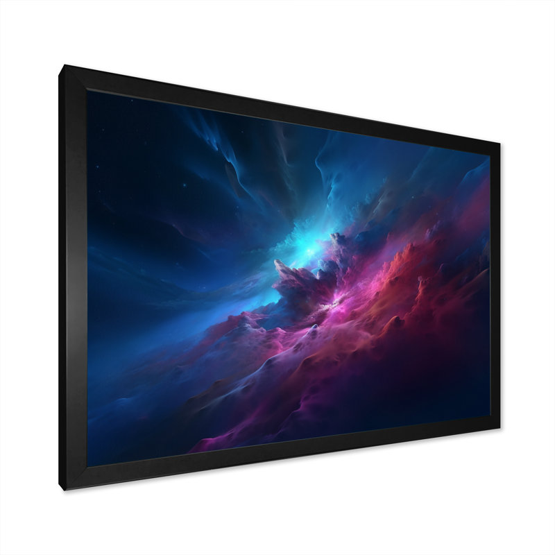 " Abstract Night Sky In The Upper Atmosphere II ", 34" H x 44" W x 1.5" D, Black Closed Corner Framed Canvas