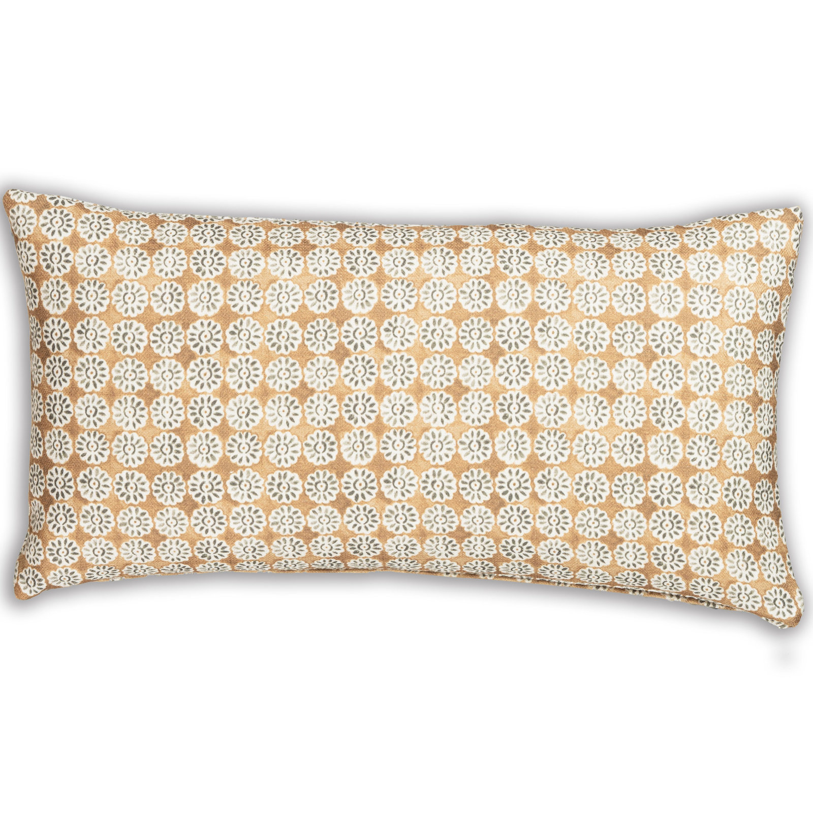 Hansah Throw Pillow, Saffron Geometric, Rectangle 12"H x 21"W, Feather