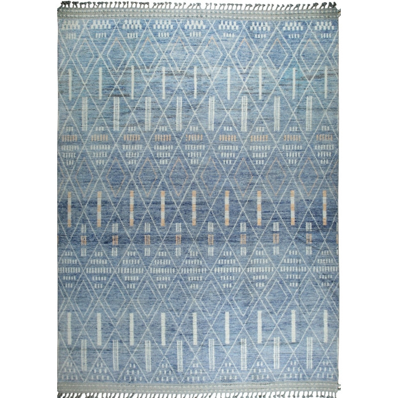 Tapis tribal contemporain moderne en laine noué à la main 9 x 12