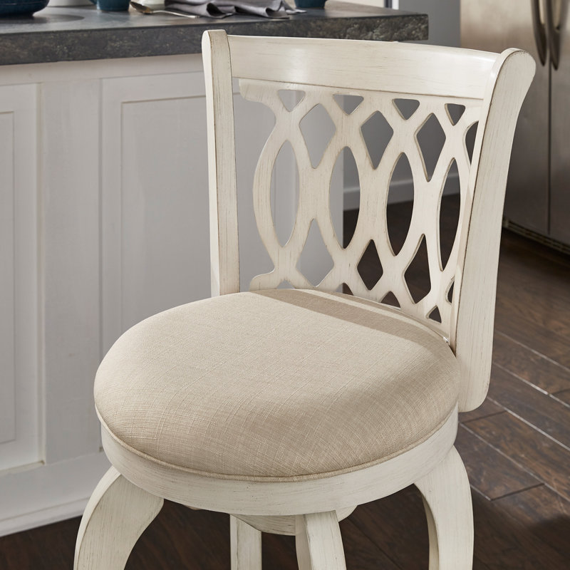 Alyn Swivel Counter Height Chair, Beige, Counter Stool (24" Seat Height), Antique White