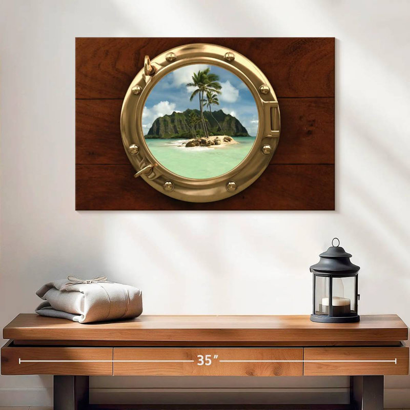 Aletra Sandy Beach Through Porthole, 32" H x 48" W