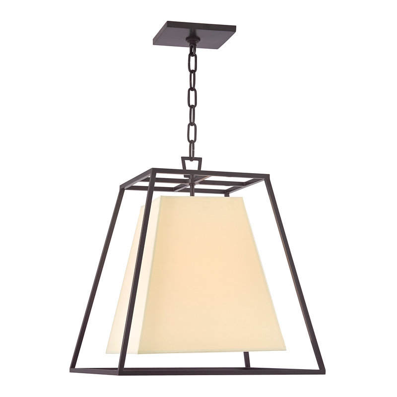 Lustre géométrique à 4 lumières Maximus, Laiton vieilli, Blanc
