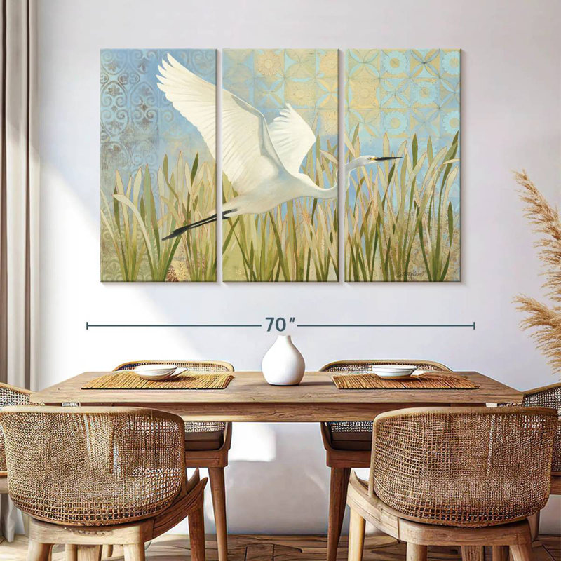 Snowy Egret In Flight, 42" H x 65" W
