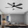 52 Inch Indoor Ceiling Fan With 3 Colour Dimmable 5 ABS Blades Remote Control Reversible DC Motor Black With Led Light