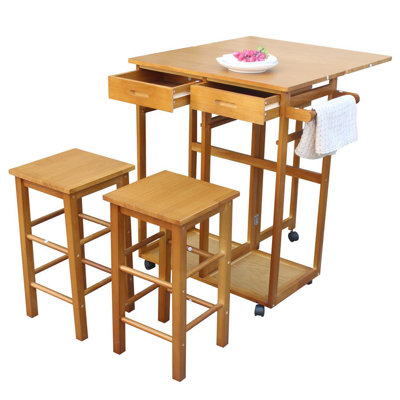Laudalino Wood Kitchen Island Set