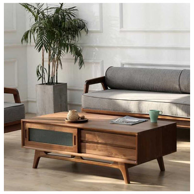 Modern minimalist black walnut coffee table