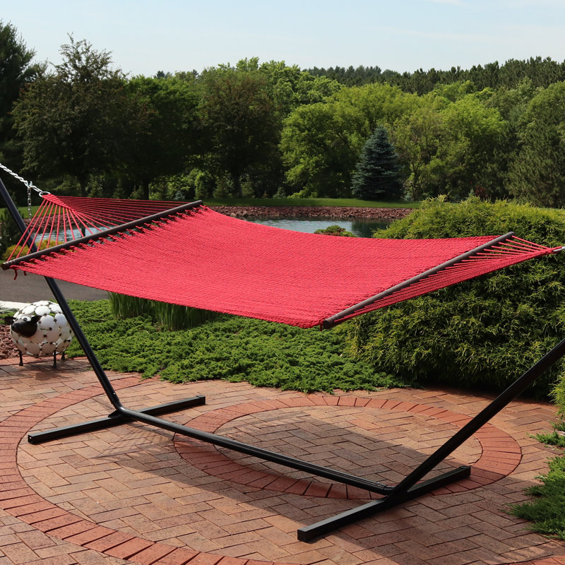 Hamac pour barre de corde tendue en polyester 2 personnes Jenkinsburg - rouge, Rouge, Marron foncé