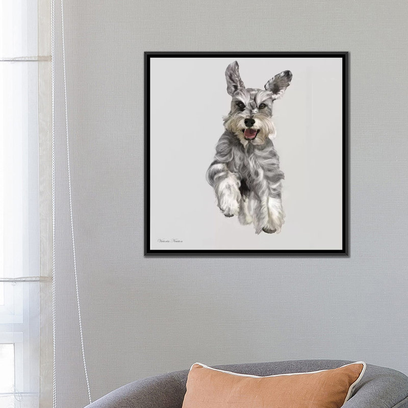 «Schnauzer» par Vicki Newton, reproduction de photo sur toile tendue, H 18 po x l 18 po x P 1,5 po, Toile avec cadre noir