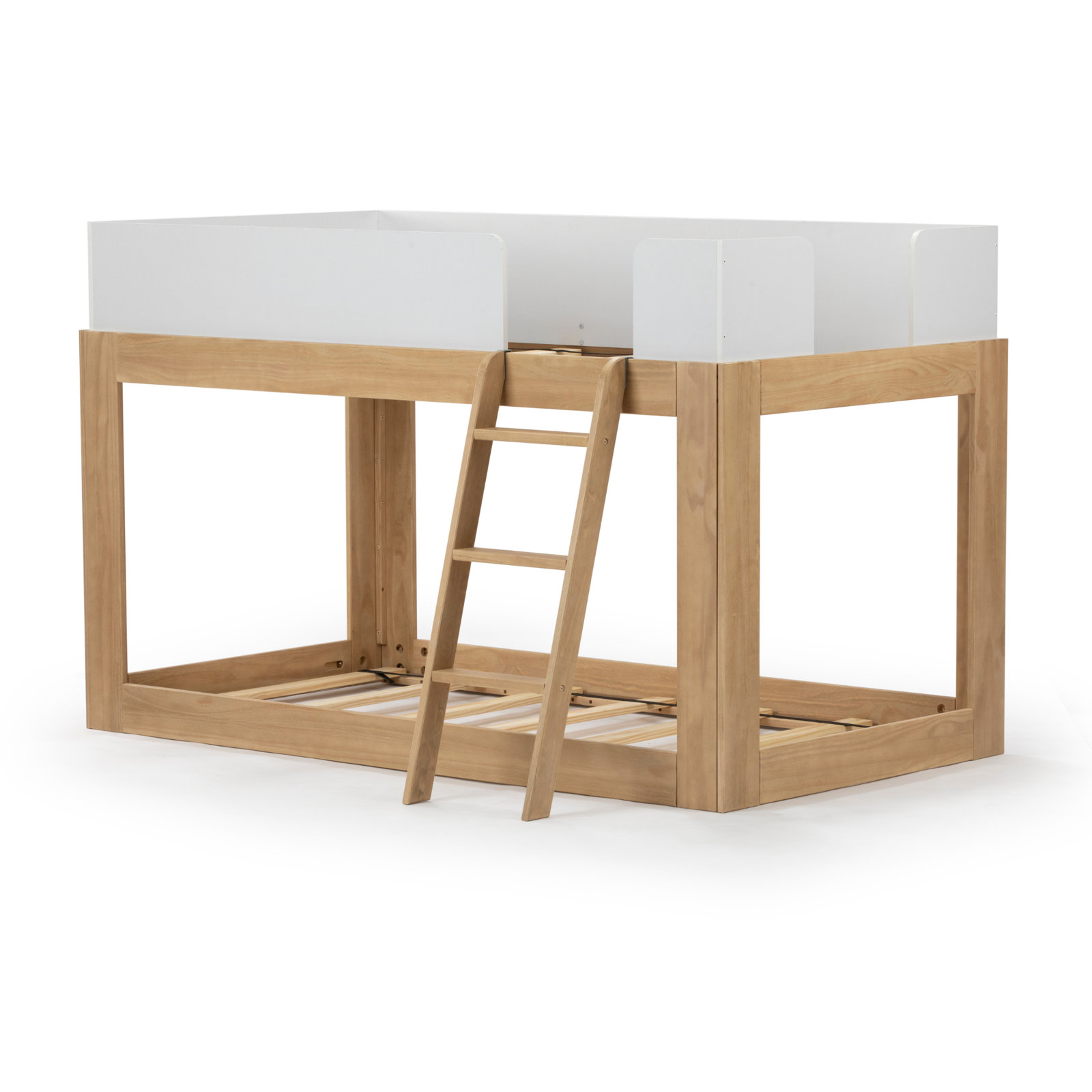 Ambur Twin Over Twin Bunk Bed, White/Blonde